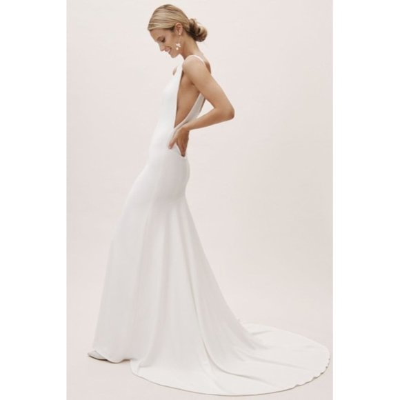 BHLDN Watters Hyde Wedding Gown Size 8 Crepe - Picture 4 of 12